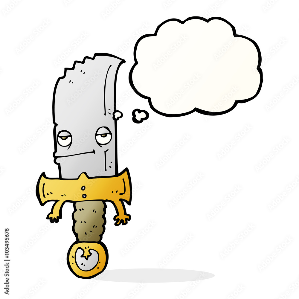 Fototapeta premium knife cartoon character with thought bubble