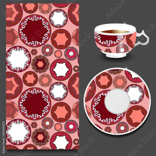 vector seamless orient pattern with cup and plate. russian desig