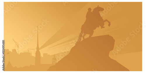 illustration with symbols of Saint Petersburg, Russia