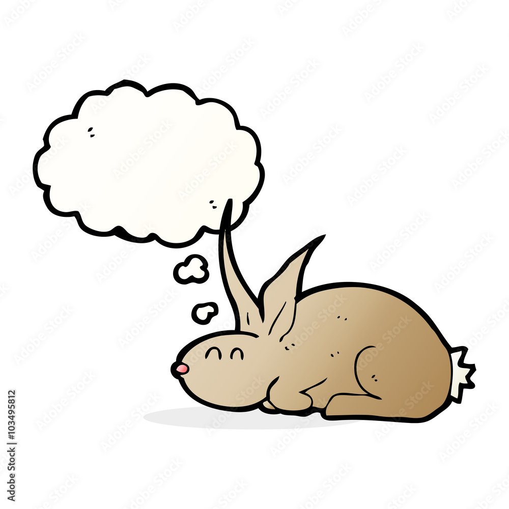cartoon rabbit with thought bubble cartoon rabbit with thought bubble