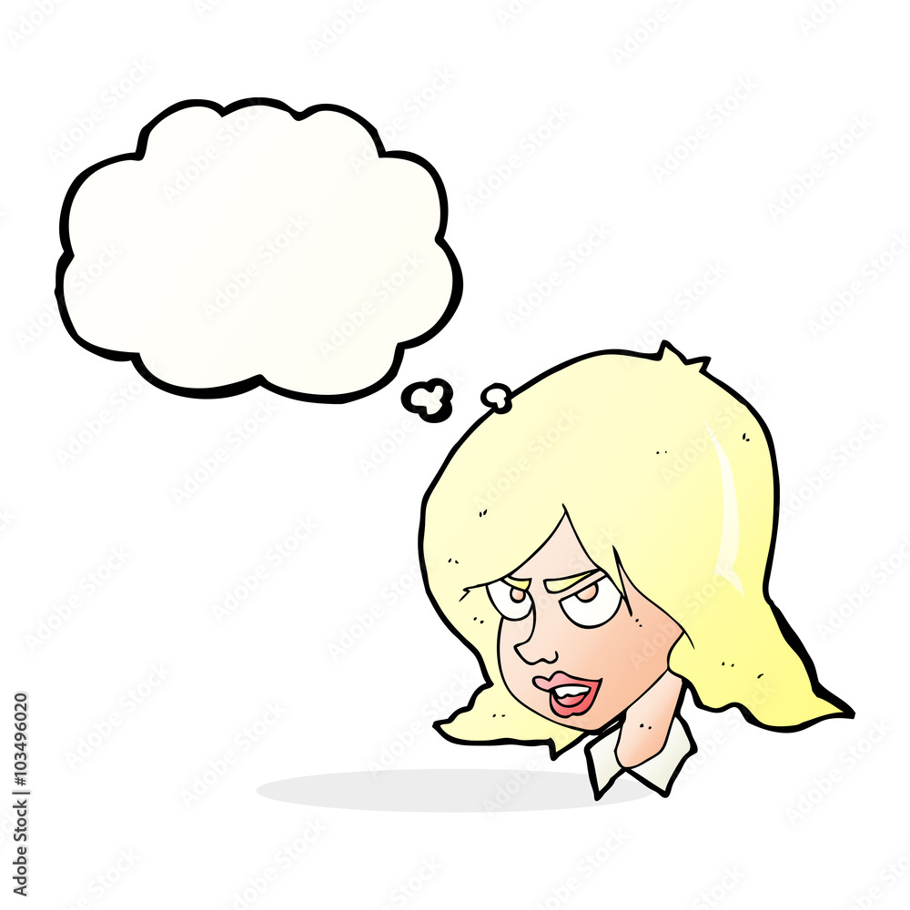 cartoon annoyed woman with thought bubble cartoon annoyed woman with thought bubble