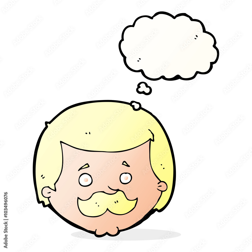 cartoon man with mustache with thought bubble cartoon man with mustache with thought bubble