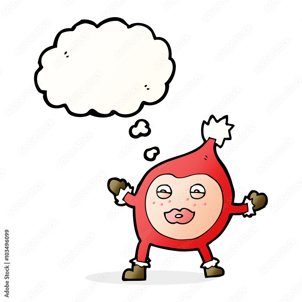 cartoon funny christmas creature with thought bubble cartoon funny christmas creature with thought bubble