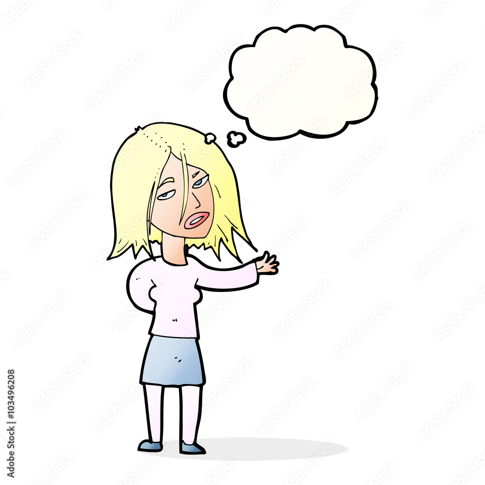 cartoon unhappy woman with thought bubble cartoon unhappy woman with thought bubble