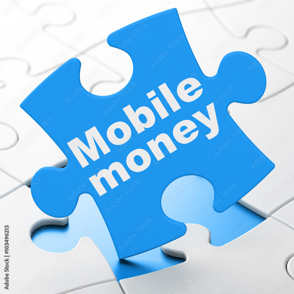 Money concept: Mobile Money on puzzle background Money concept: Mobile Money on puzzle background