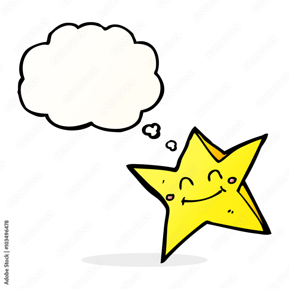 cartoon happy star character with thought bubble cartoon happy star character with thought bubble