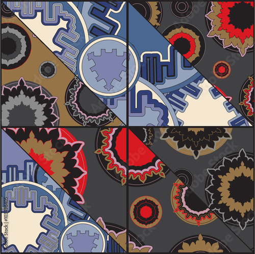 vector patchwork pattern. oriental or russian design
