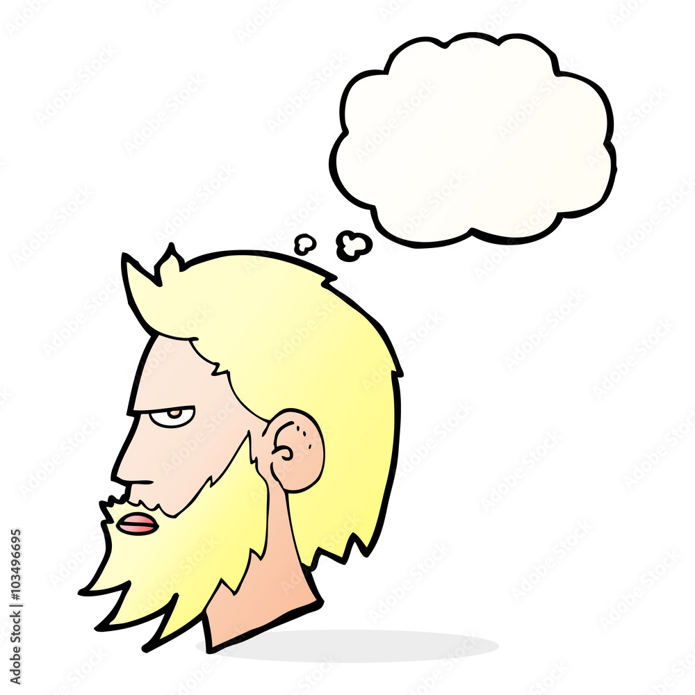 cartoon man with beard with thought bubble cartoon man with beard with thought bubble