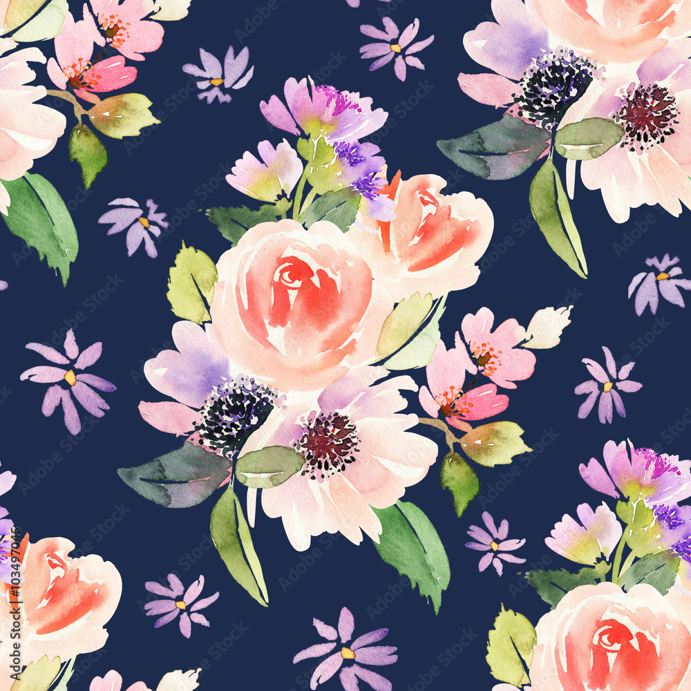 Greeting card with flowers. Pastel colors. Handmade. Stock Illustration ...