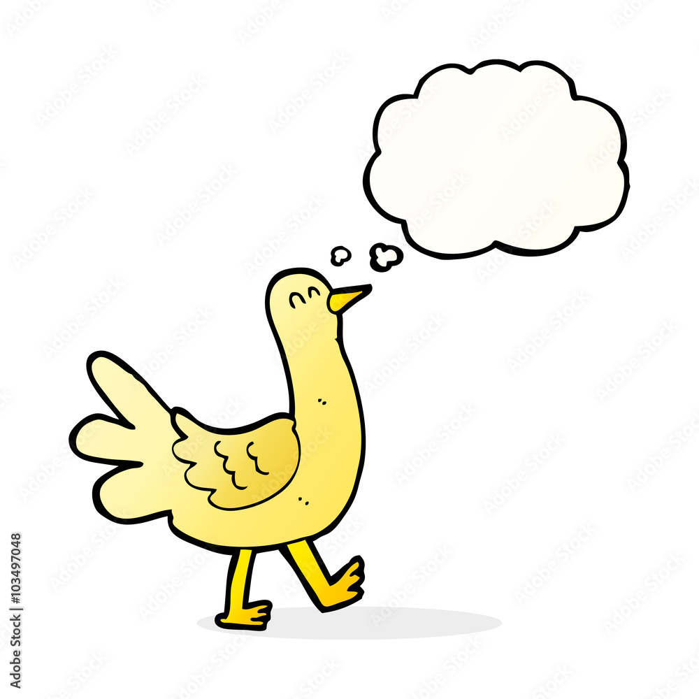 cartoon walking bird with thought bubble cartoon walking bird with thought bubble