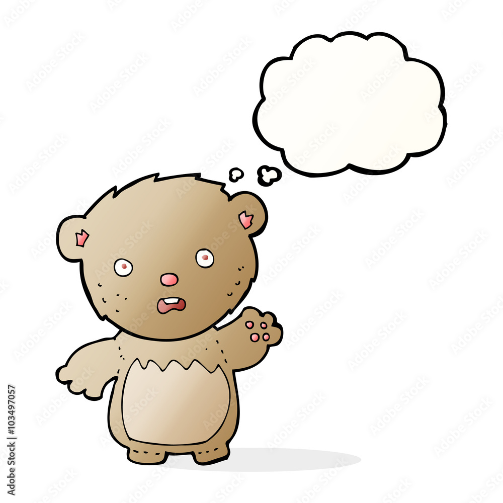 cartoon worried teddy bear with thought bubble cartoon worried teddy bear with thought bubble