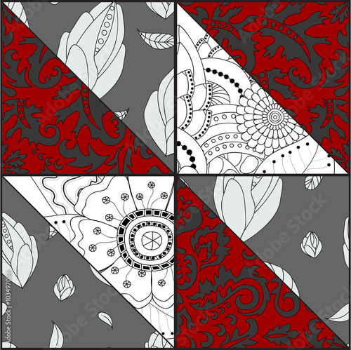 vector patchwork pattern. oriental or russian design