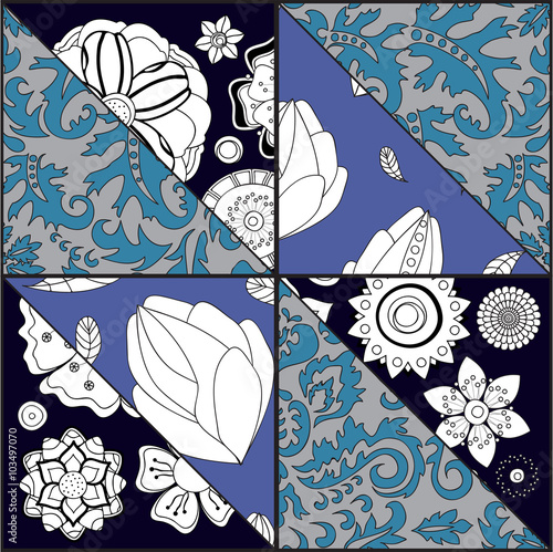 vector patchwork pattern. oriental or russian design