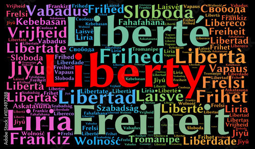 Liberty word cloud in different languages