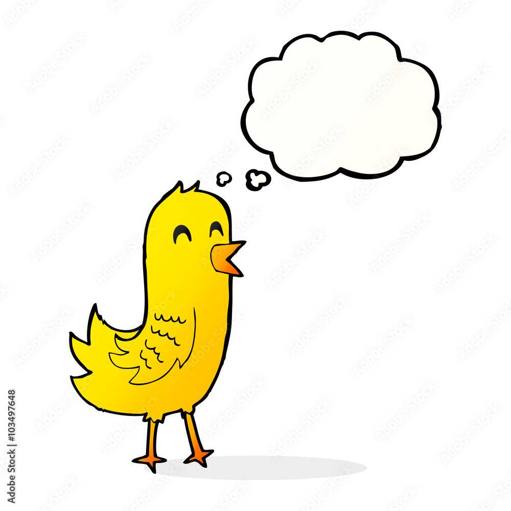 cartoon happy bird with thought bubble cartoon happy bird with thought bubble
