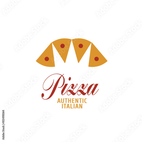 Vector logo, design element for pizza, pizzeria, pizza delivery, Italian restaurant. Slices shapping a crown