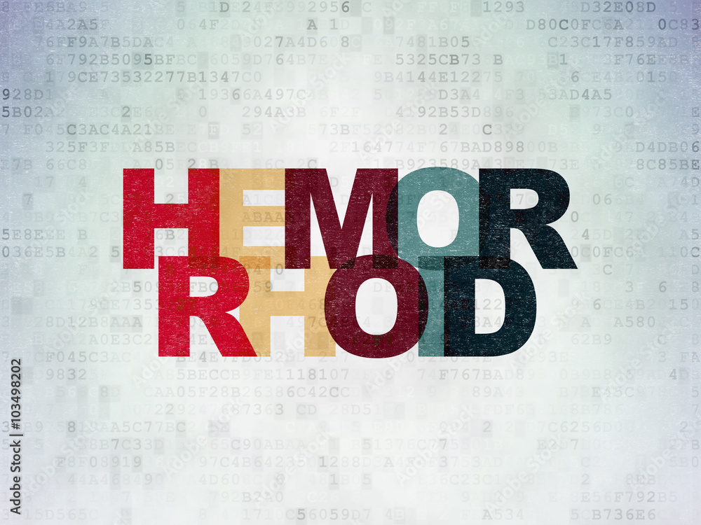 Medicine concept: Hemorrhoid on Digital Paper background Medicine concept: Hemorrhoid on Digital Paper background