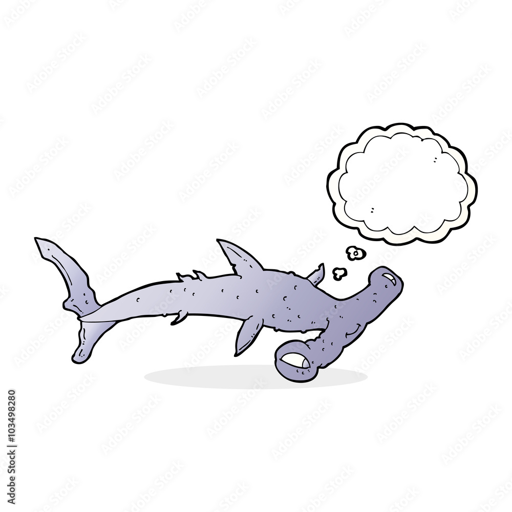 cartoon hammerhead shark with thought bubble cartoon hammerhead shark with thought bubble
