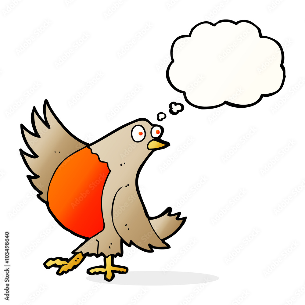 cartoon dancing robin with thought bubble cartoon dancing robin with thought bubble