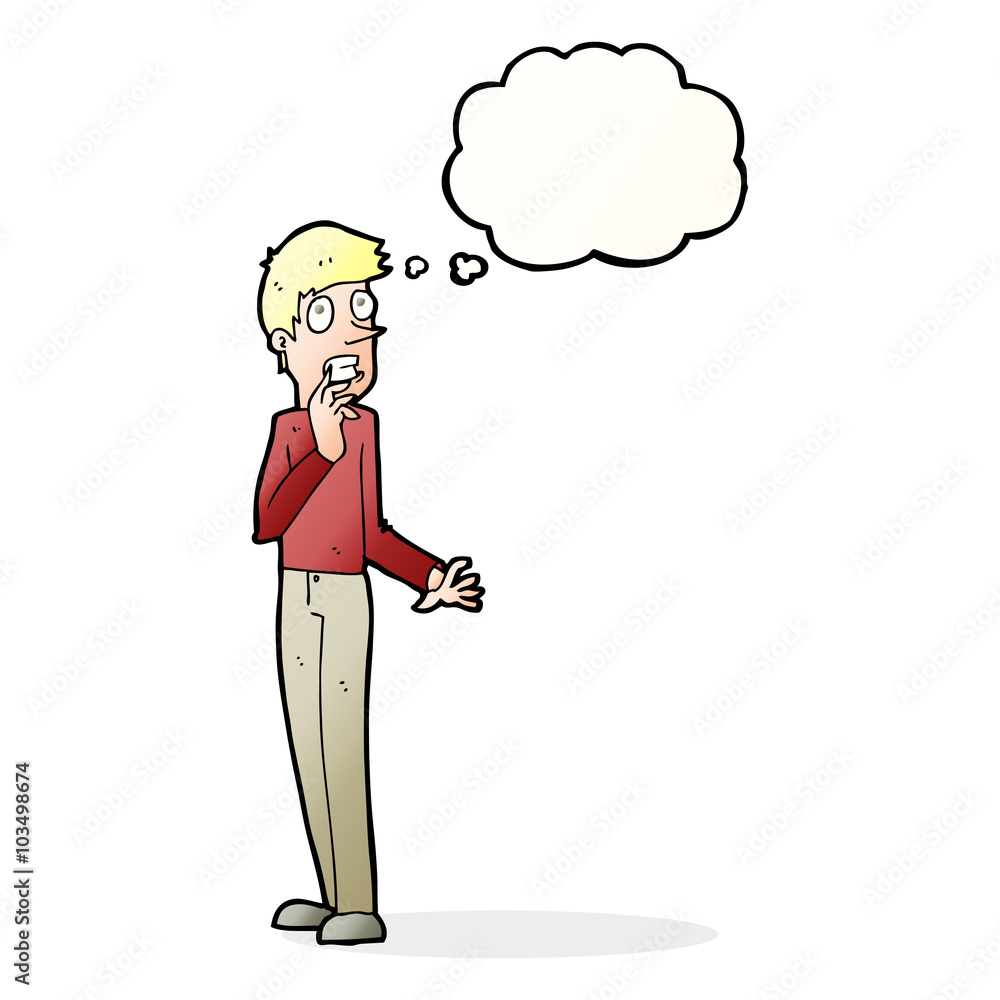 cartoon worried man with thought bubble cartoon worried man with thought bubble