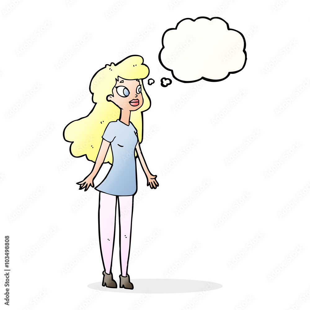 cartoon pretty girl with thought bubble cartoon pretty girl with thought bubble