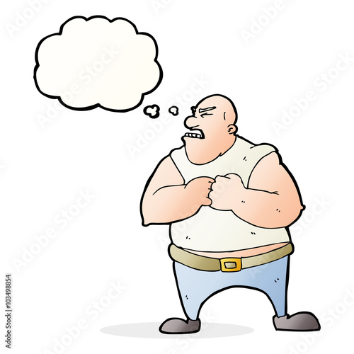 cartoon violent man with thought bubble