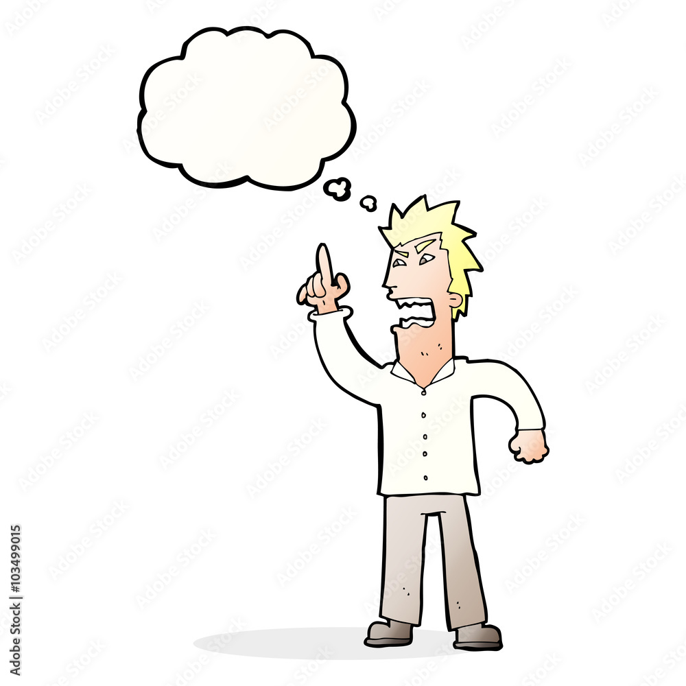 cartoon angry man making point with thought bubble cartoon angry man making point with thought bubble