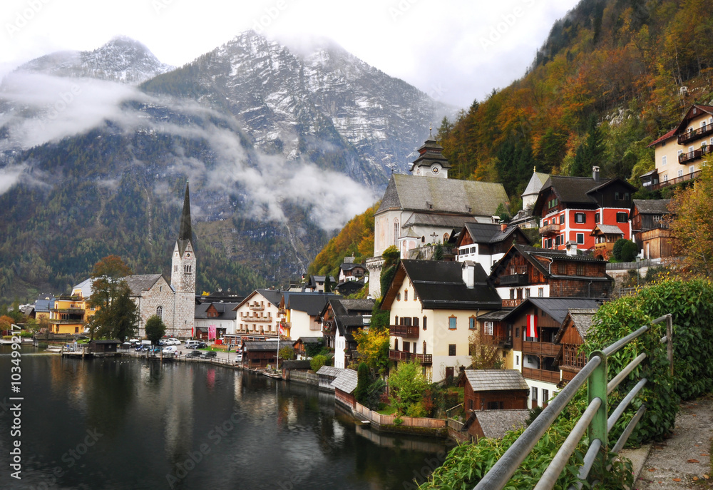 Hallstatt, village in Austria, Salzkammergut region, in late autumn