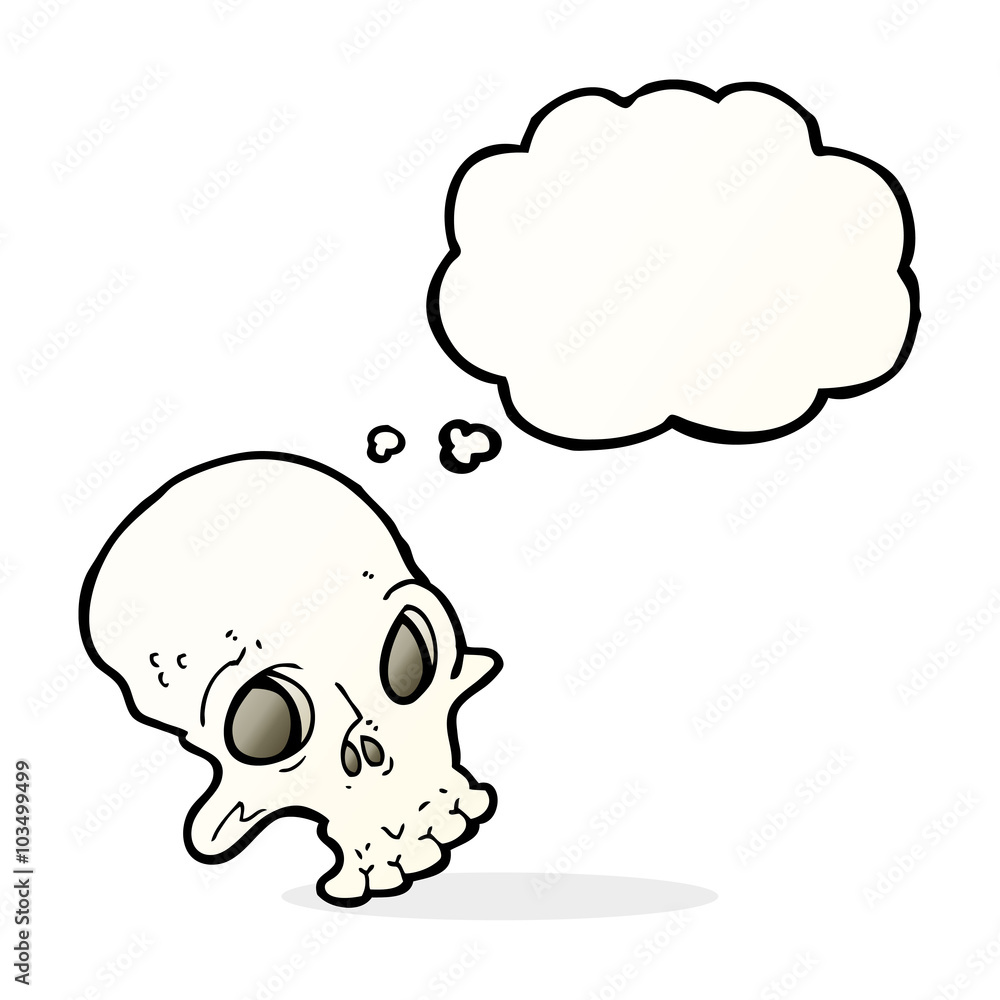 cartoon spooky skull with thought bubble cartoon spooky skull with thought bubble
