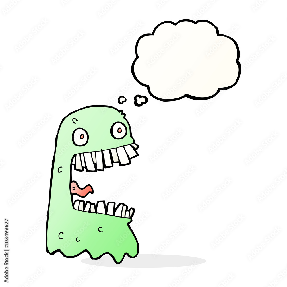 cartoon gross ghost with thought bubble cartoon gross ghost with thought bubble