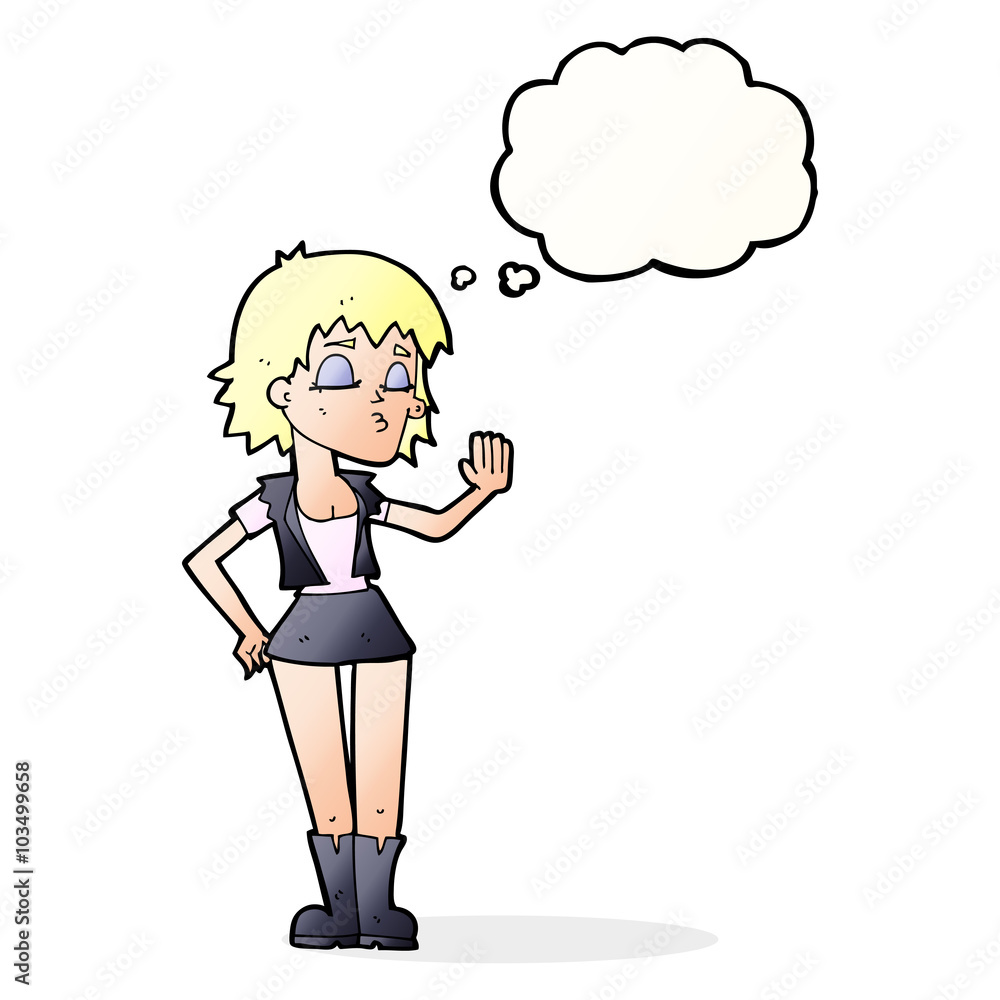 cartoon cool girl with thought bubble cartoon cool girl with thought bubble