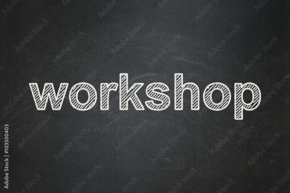 Obraz premium Studying concept: Workshop on chalkboard background