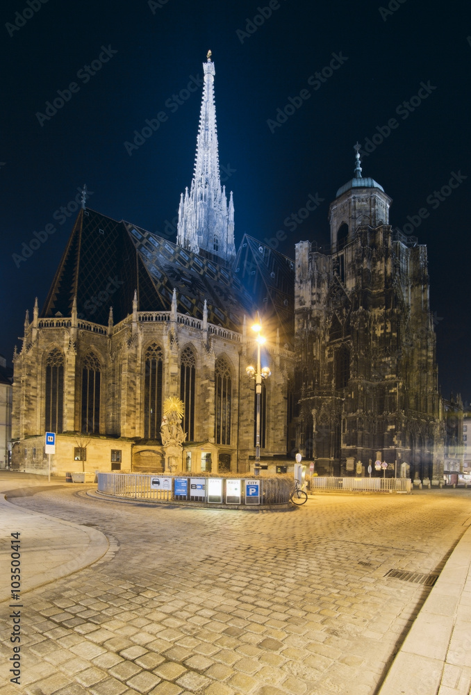 Naklejka premium VIENNA, AUSTRIA. St. Stephen's Cathedral(Stephansdom) the mother church of the Roman Catholic Archdiocese of Vienna and the seat of the Archbishop of Vienna.Austria.