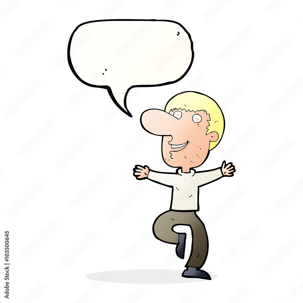 cartoon happy man with speech bubble cartoon happy man with speech bubble