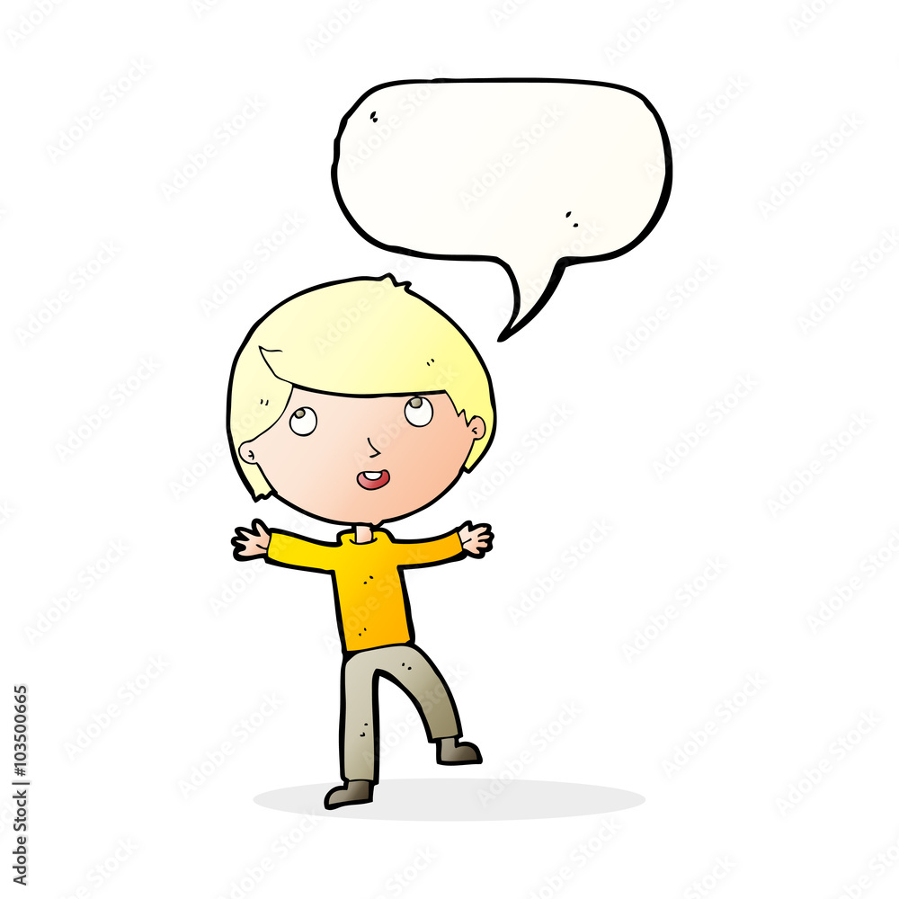 cartoon happy boy with speech bubble cartoon happy boy with speech bubble