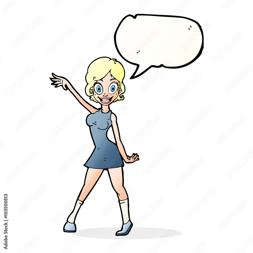 cartoon party girl with speech bubble cartoon party girl with speech bubble