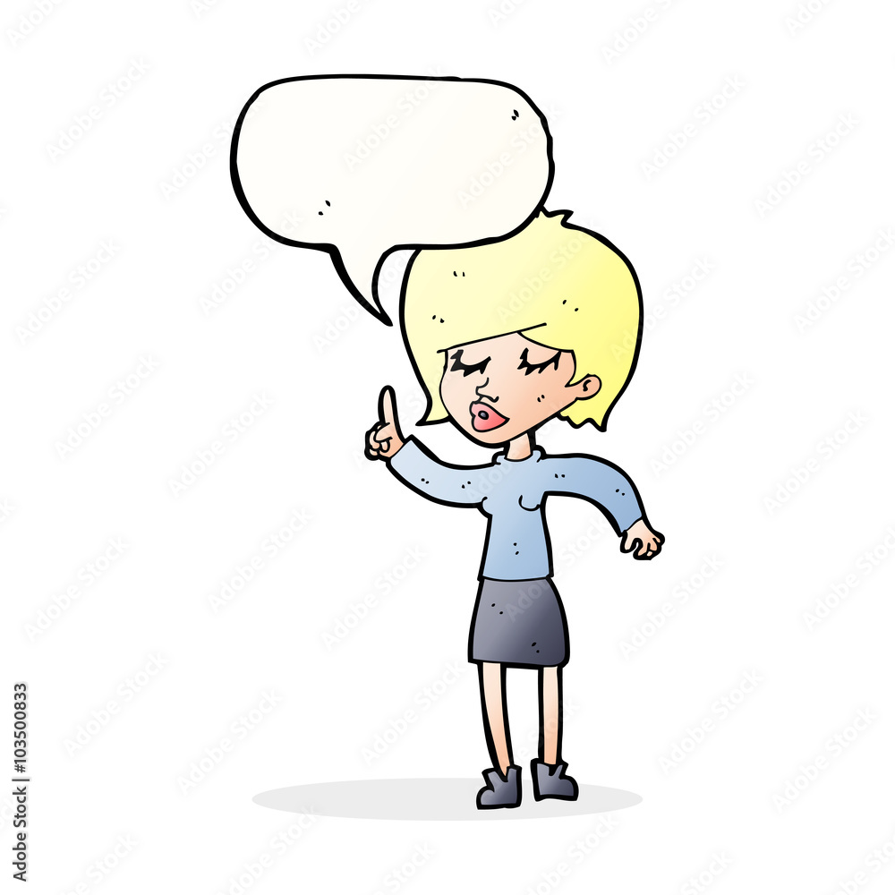 cartoon woman with idea with speech bubble cartoon woman with idea with speech bubble