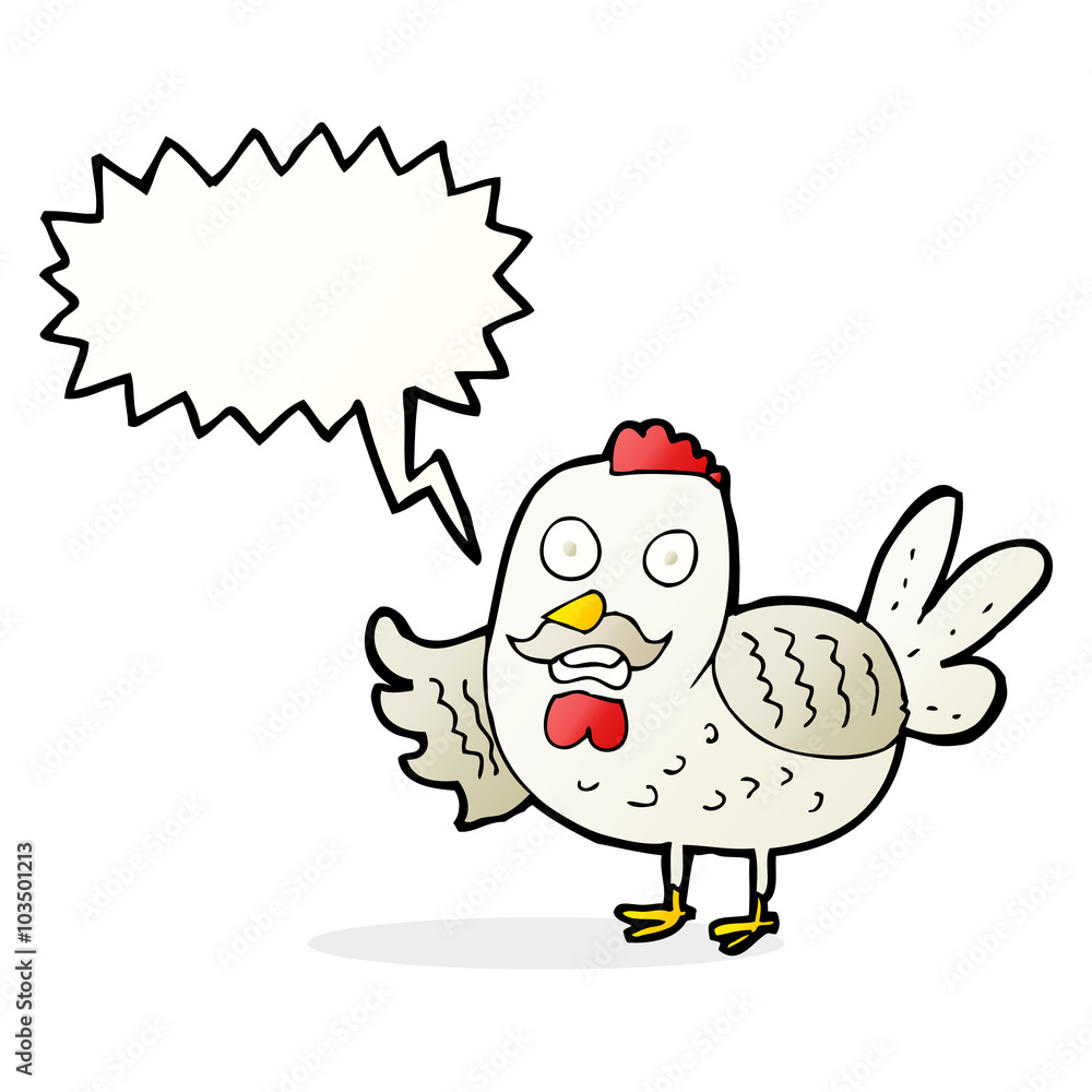 cartoon old rooster with speech bubble cartoon old rooster with speech bubble