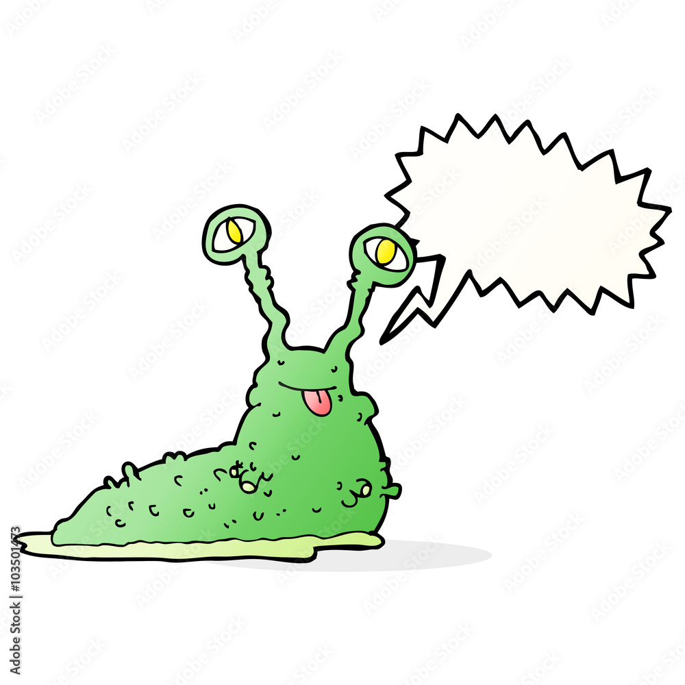 cartoon gross slug with speech bubble cartoon gross slug with speech bubble