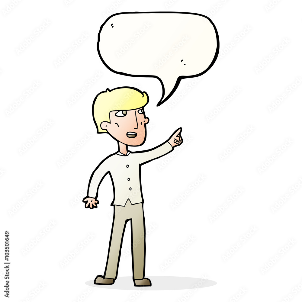 cartoon man pointing with speech bubble cartoon man pointing with speech bubble
