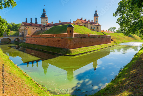 Beautiful postcard view of the castle Nesvizh in Belarus