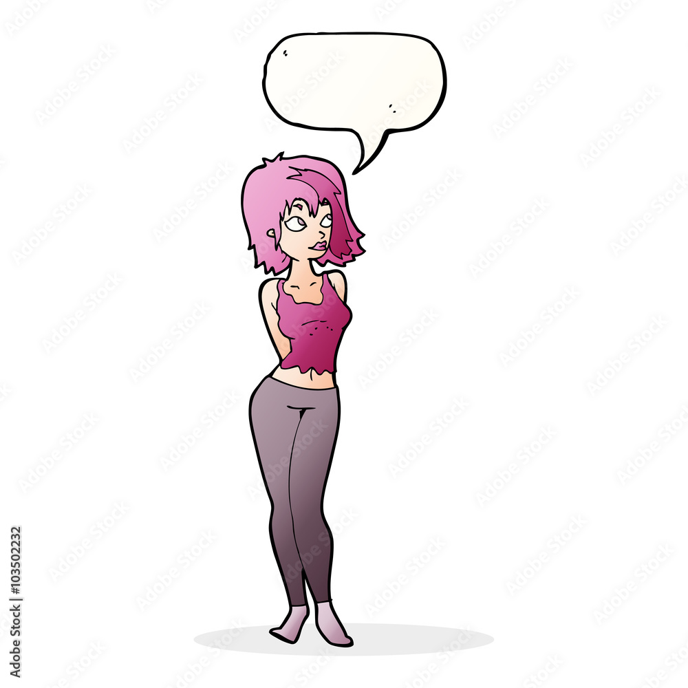 cartoon attractive girl with speech bubble cartoon attractive girl with speech bubble