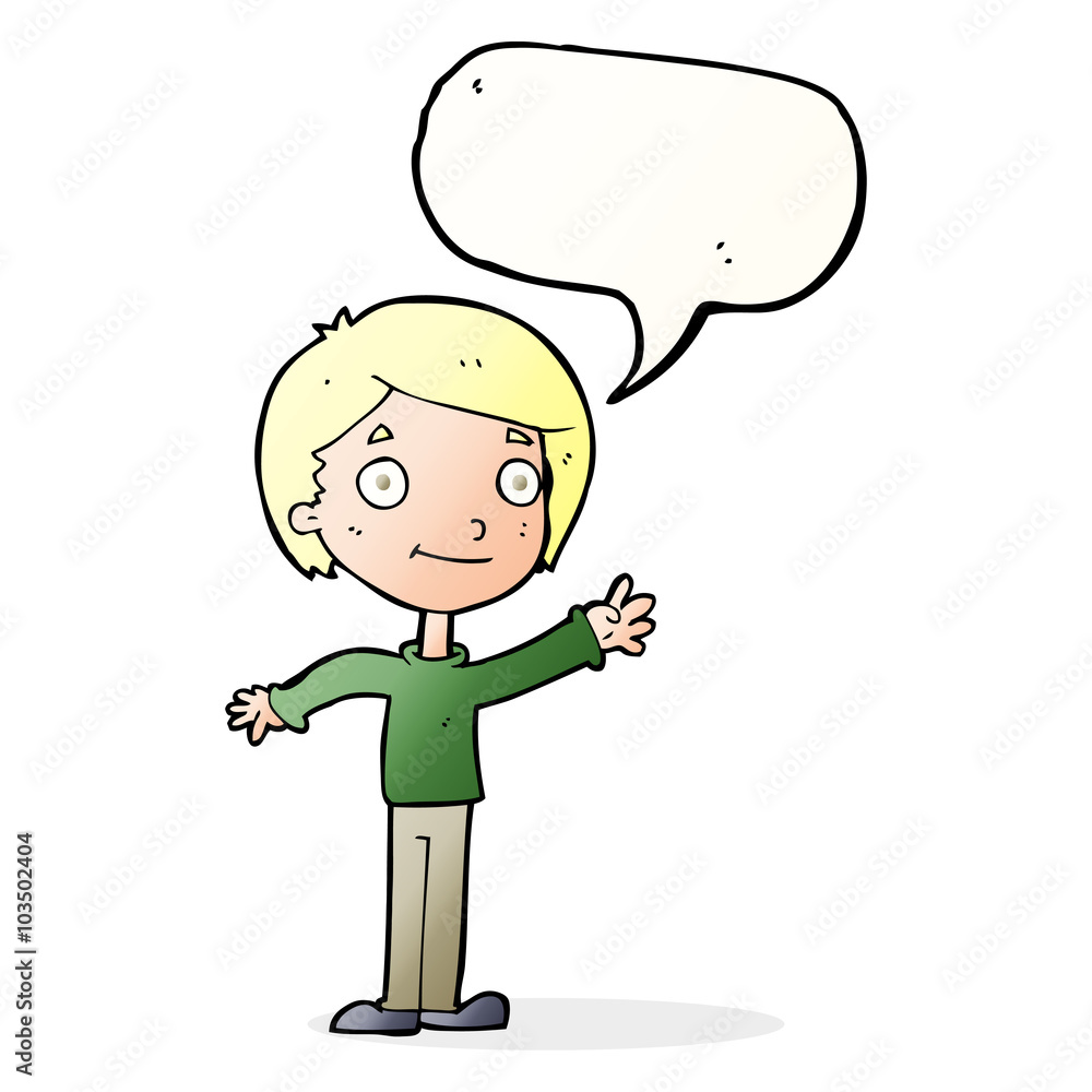 cartoon happy boy with speech bubble cartoon happy boy with speech bubble