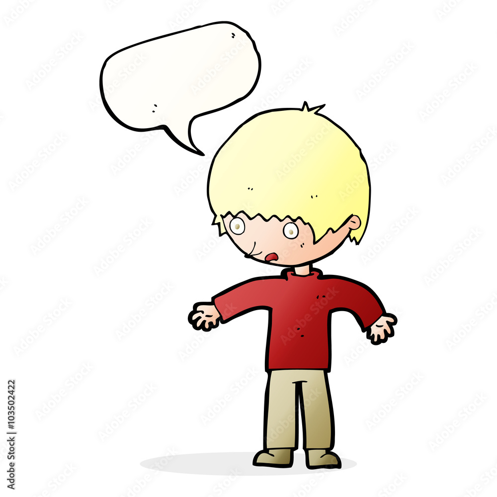 cartoon confused boy with speech bubble cartoon confused boy with speech bubble