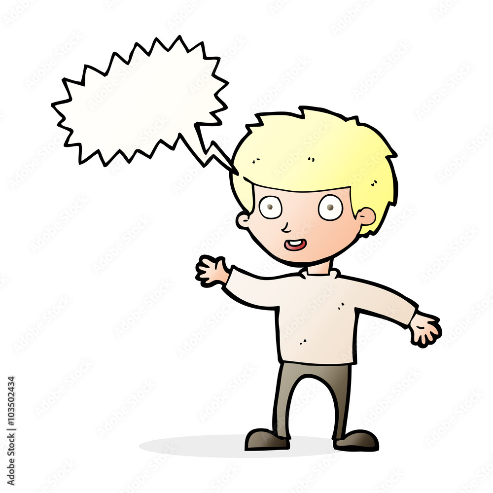 cartoon happy boy with speech bubble cartoon happy boy with speech bubble