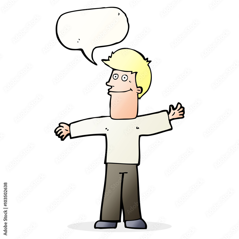 cartoon happy man with speech bubble cartoon happy man with speech bubble