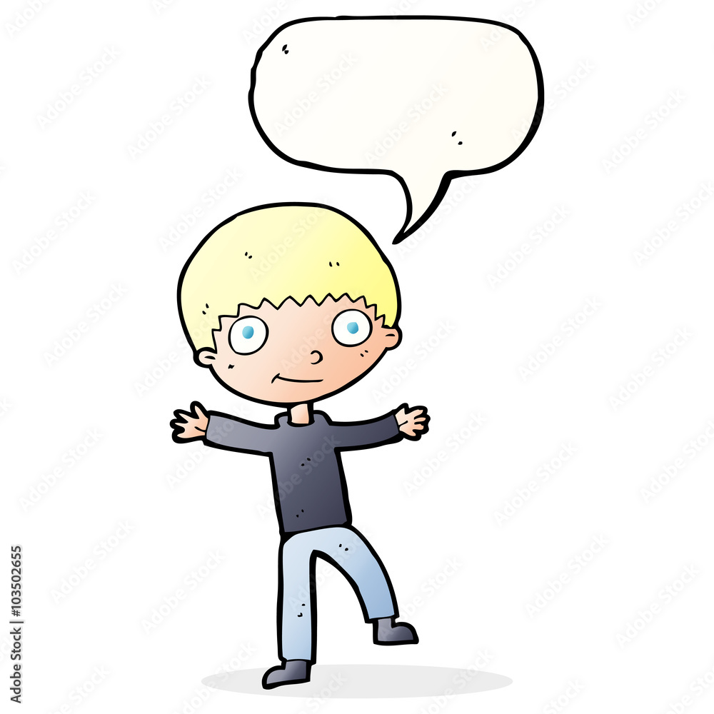 cartoon happy boy with speech bubble cartoon happy boy with speech bubble