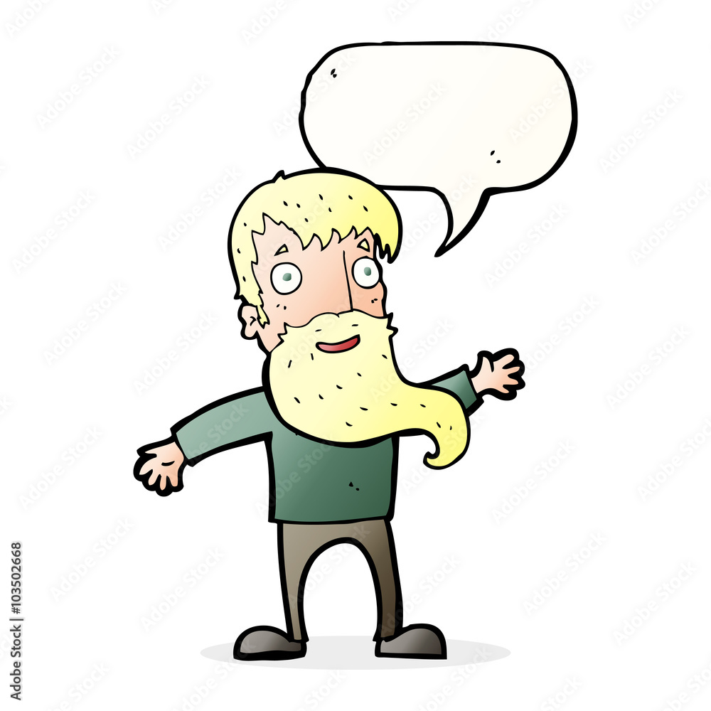 cartoon man with beard waving with speech bubble cartoon man with beard waving with speech bubble
