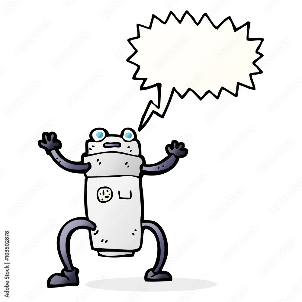 cartoon robot with speech bubble