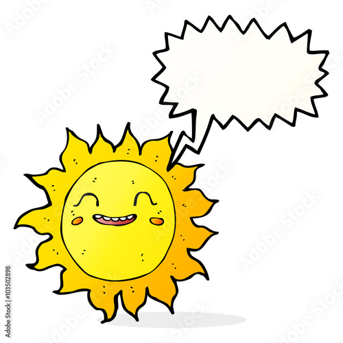 cartoon happy sun with speech bubble
